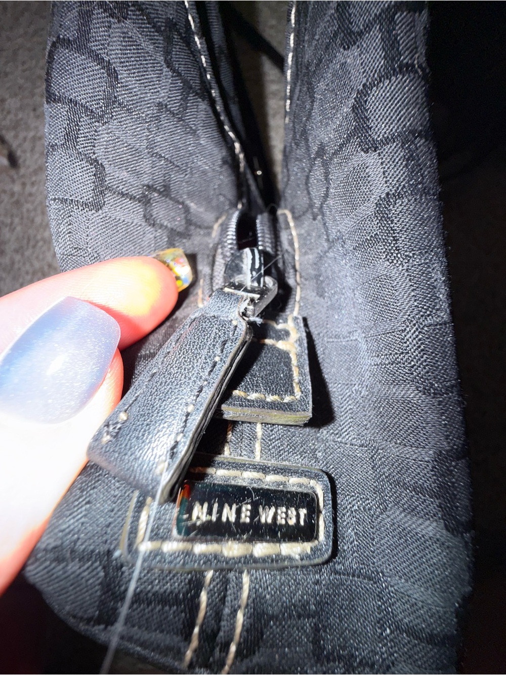 Nine West Black Handbag  Bag with Leather Trim